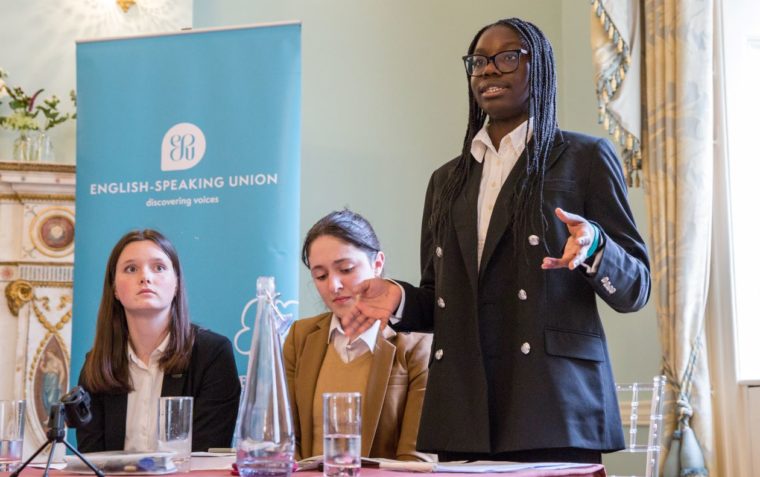 Opposition team summary speaker at the Schools' Mace competition