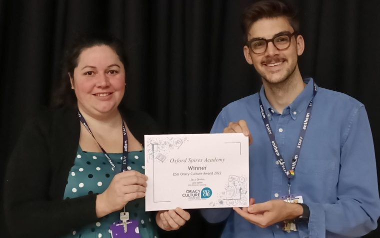 Winner of ESU Oracy Culture Award 2022 posing for a picture