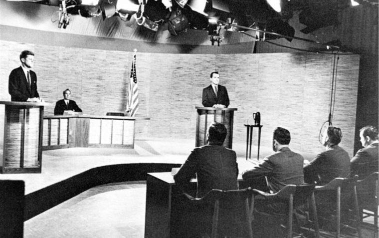 President JF Kennedy and Nixon during a Presidential Debate