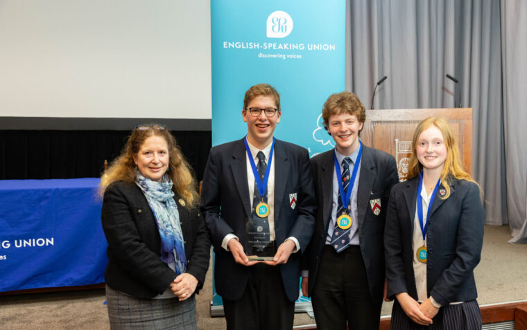 Helen Wells at the final of the ESU-Churchill Public Speaking Competition 2022
