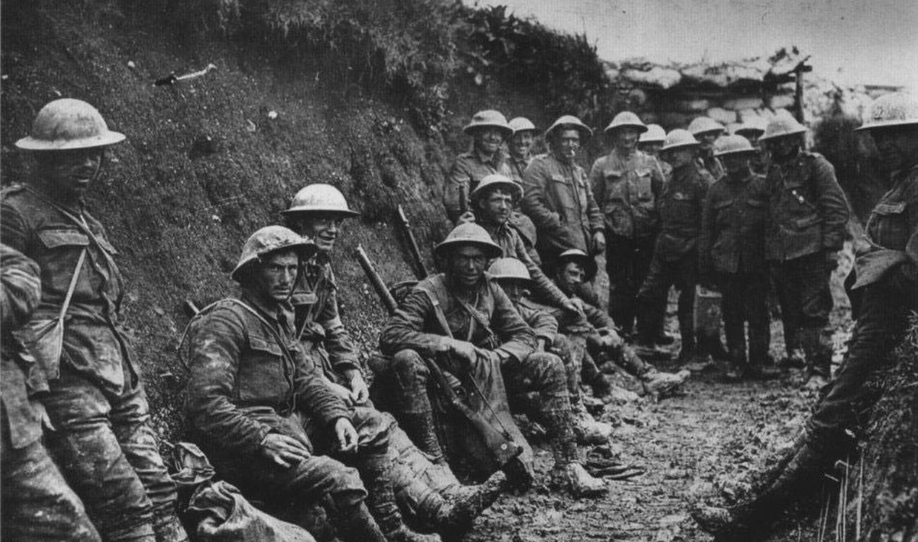 Soldiers in the trenches during WW1