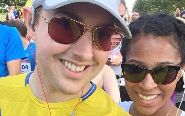 Steven posing for a picture with his running friend at London Marathon 2019