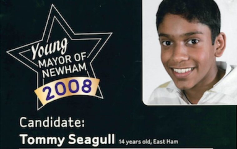 Tommy Seagull's Candidate Poster to be Young Mayor of Newham