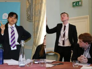 two students debating